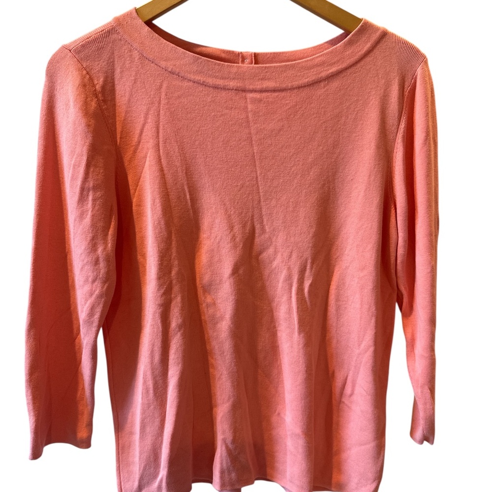 TALBOTS Women's Cotton Career Casual Everyday Top Size Large Peach Summer